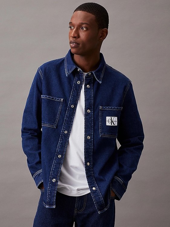 Calvin Klein Jeans – Slim Denim košile, Modrá barva