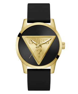 GUESS – Badge hodinky, Černá, Zlatá barva