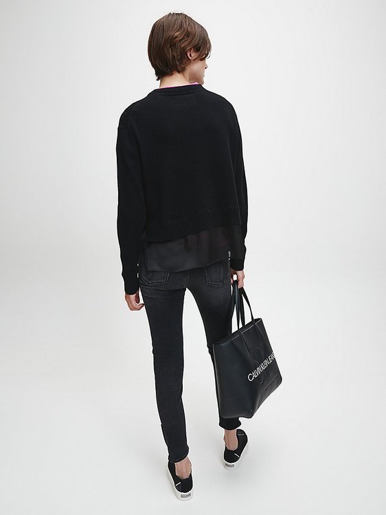 Módní Mixed Svetr, Černá barva, 2021, 2020