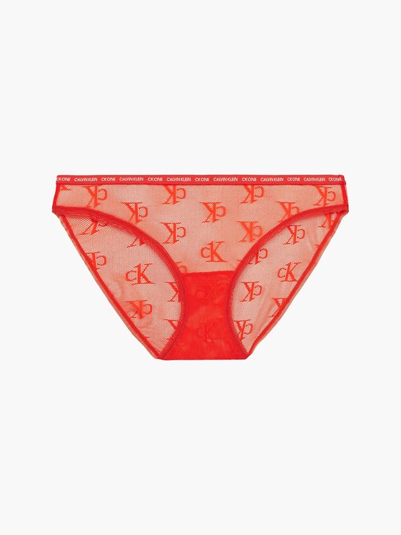 Calvin Klein Underwear – CK One Logo Mesh bikiny, Červená barva