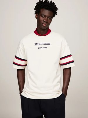 Tommy Hilfiger – Monotype Sleeve Colourblock triko, Krémová barva