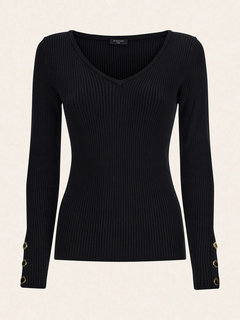 Luxusní Flora svetrový top, Černá barva, XS, S, M