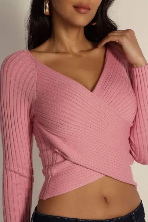 Luxusní Sabine svetr, Růžová barva, XS, S, M