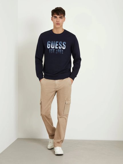 Módní Embroidered logo mikina, Modrá barva, 2024