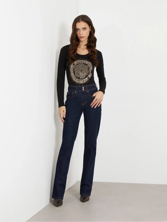 Luxusní Round Camelia triko, Černá barva, XS, S, M, L