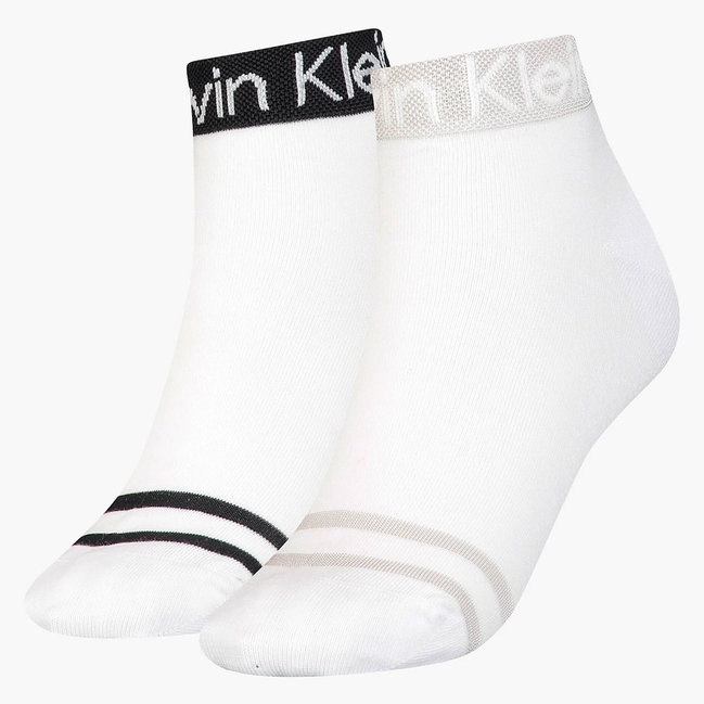 Calvin Klein Jeans – Logo ponožky 2páry, Bílá barva