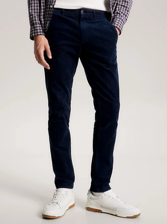 Tommy Hilfiger – Bleecker Chino Corduroy kalhoty, Navy barva