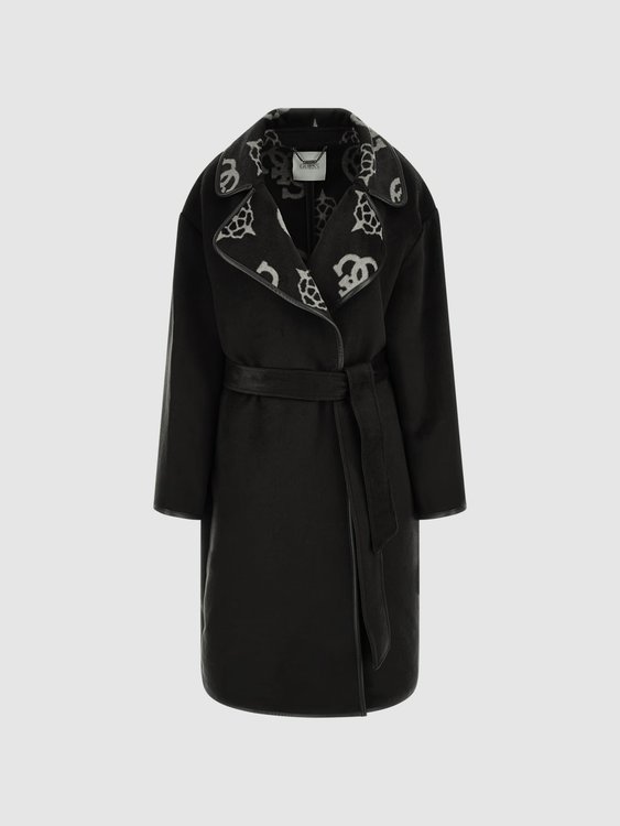 GUESS, Černá barva Ludovica Logo kabát