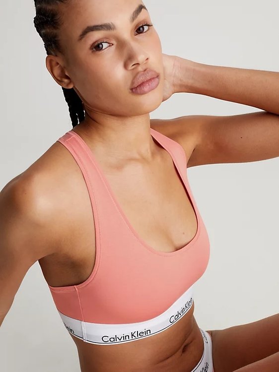 Luxusní Modern Cotton podprsenka, Korálová červená, Oranžová barva, XS, S, M, L, XL