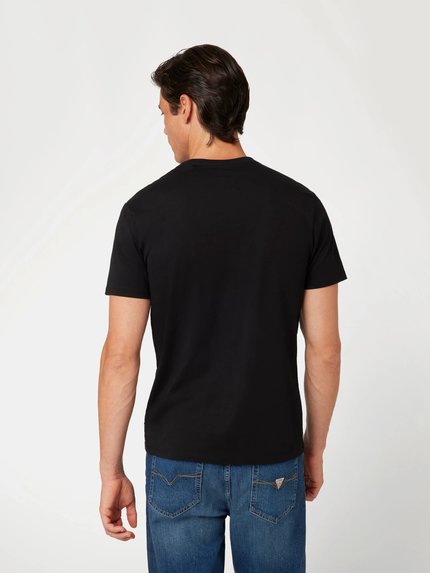 Módní Metallic Deboss Logo triko, Černá barva, 2024