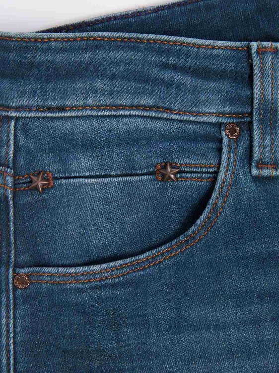 Rovné slim fit džíny Modrá barva Ženy 2