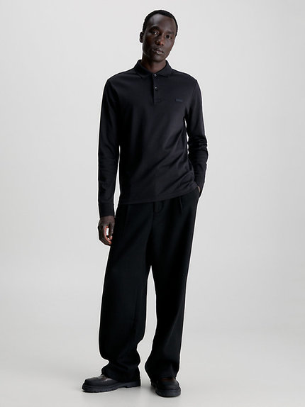 Módní Smooth Cotton polo triko, Černá barva, 2023