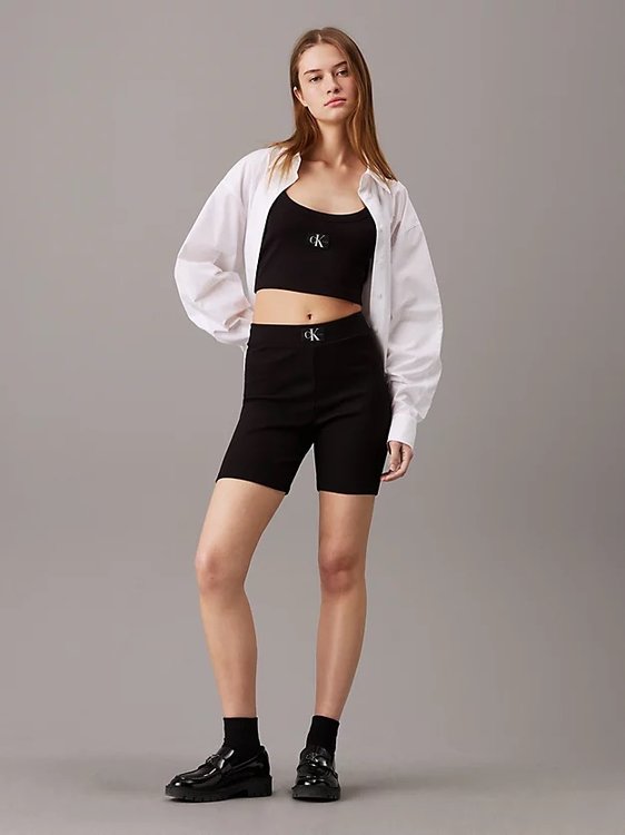 Luxusní Woven Label šortky, Černá barva, XS, S, M, L