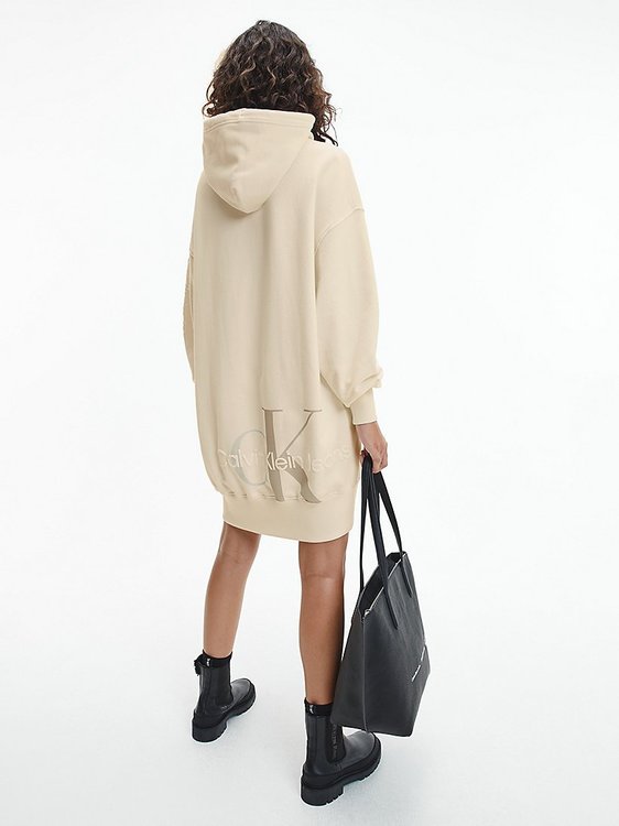 Monogram šaty – Calvin Klein Jeans, Béžová, Krémová barva Ženy