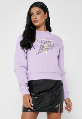 Guess – Rhinestone mikina, Fialová barva