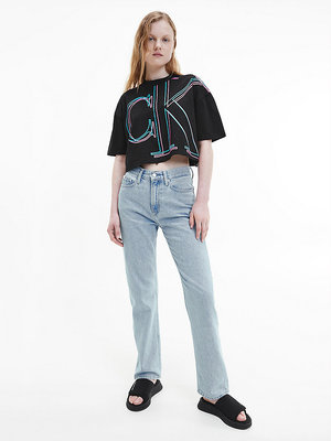 Illuminated crop triko – Calvin Klein Jeans, Černá barva Ženy