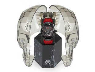 Luxusní THE $KELETON hodinky, Černá, Červená barva