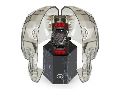 Luxusní THE $KELETON hodinky, Černá, Červená barva