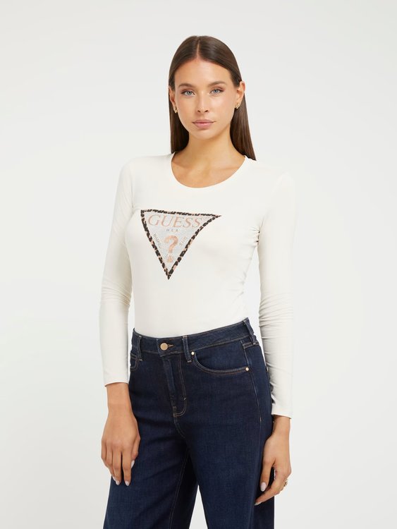 GUESS – Leo Triangle triko, Bílá barva