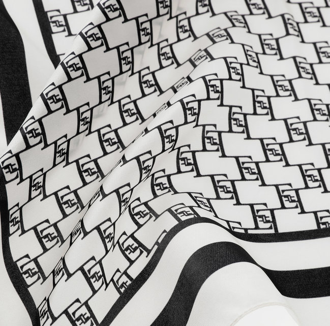 Módní Foulard šátek, Bílá, Černá barva, 2024