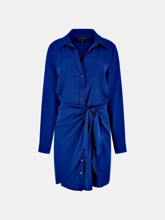 Satin Chemisier šaty Modrá barva Ženy