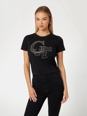 GUESS – Studded triko, Černá barva
