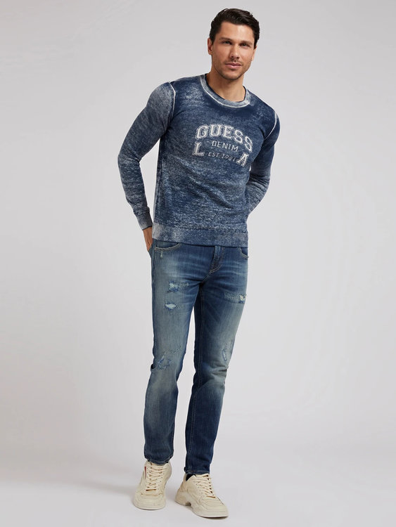 Guess, Modrá barva Mason printed svetr