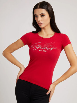 Guess – Front logo tričko, Červená barva