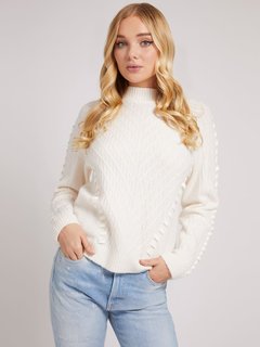 Luxusní Suede svetr, Krémová barva, XS, S, M, L