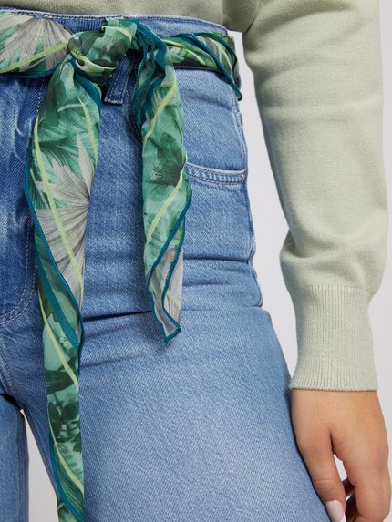 Módní Mom jeans, Modrá barva, 2022