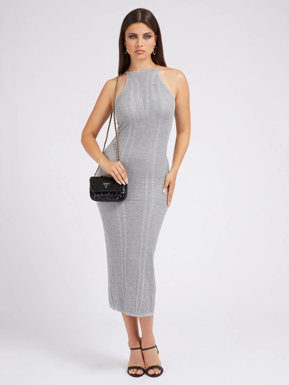 Módní Ramona šaty, Šedá, Stříbrná barva, 2022