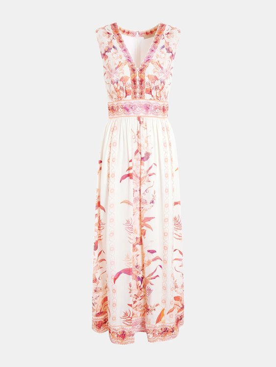 Luxusní Gisel šaty, Bílá, Růžová barva, XS, S, M, L, XL