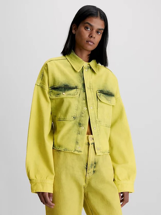 Calvin Klein Jeans – Oversized Crop Round košile, Žlutá barva