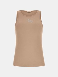 Front logo tílko Béžová, Hnědá barva Ženy