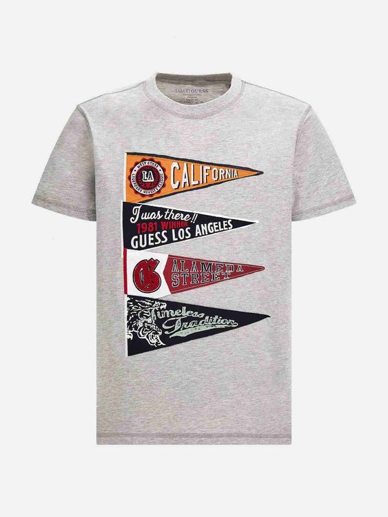 Front print tričko – Guess, Šedá barva Muži, Muži 1