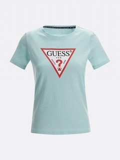 Guess, Modrá, Tyrkysová barva Logo triko