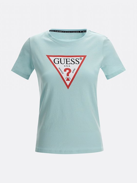 Guess, Modrá, Tyrkysová barva Logo triko