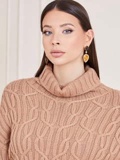 Luxusní Ellarose svetr, Hnědá barva, M