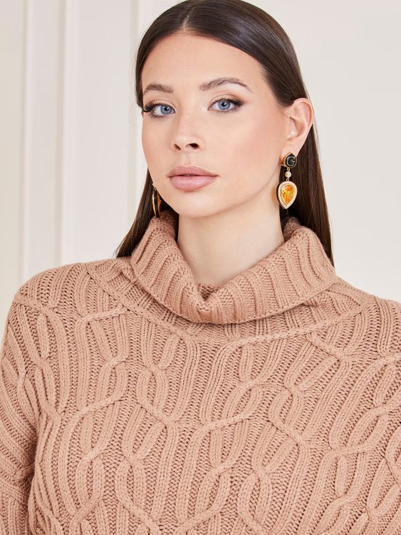 Luxusní Ellarose svetr, Hnědá barva, M