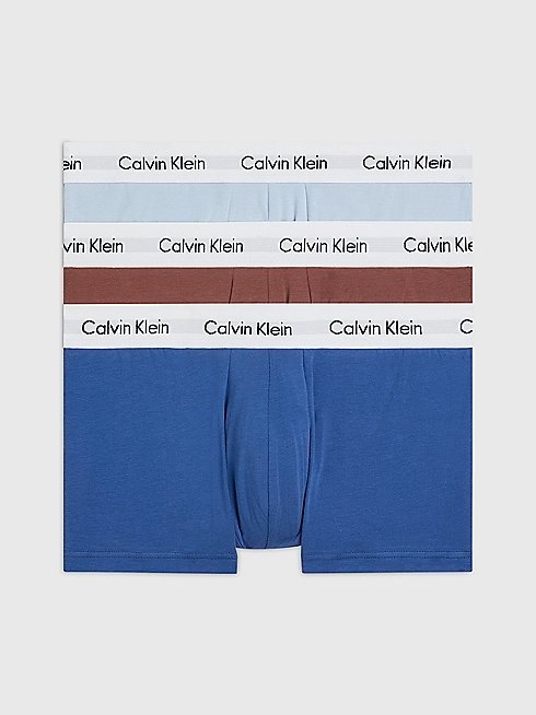 Calvin Klein Underwear – Cotton Stretch boxery 3ks, Hnědá, Modrá barva