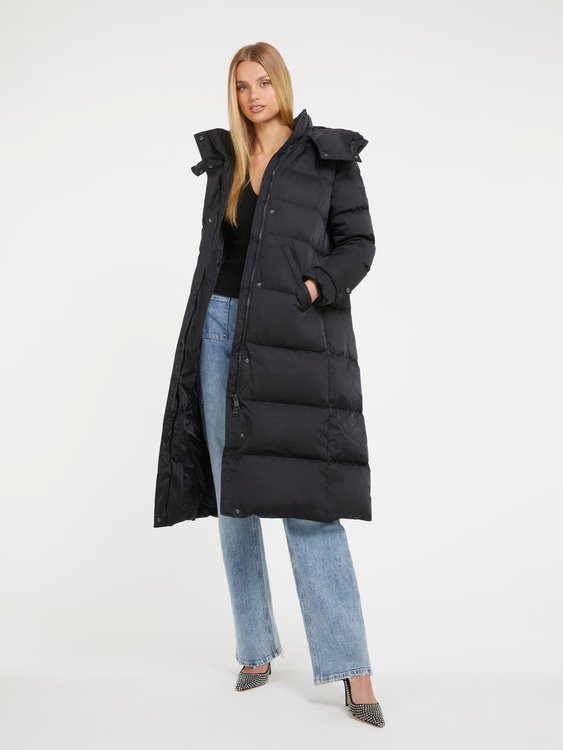 GUESS – Ines Long Down kabát, Černá barva