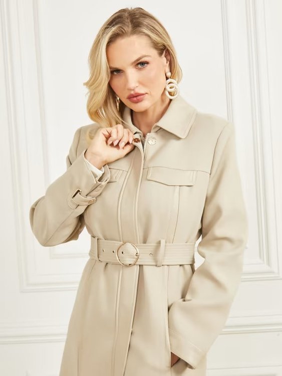 Luxusní Maddy Trench kabát, Béžová, Krémová barva, 38, 40, 42, 44, 46