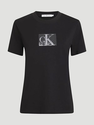 Calvin Klein Jeans – Sequin Slim triko, Černá barva