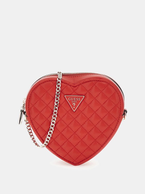 GUESS – Rianee Quilt Heart crossbody, Červená barva