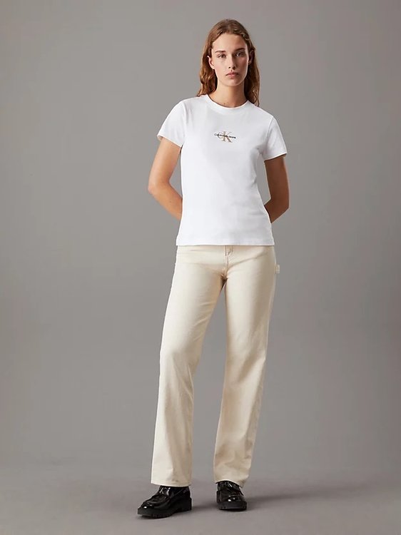 Luxusní Monologo Slim triko, Bílá barva, XS, S, M, L, XL