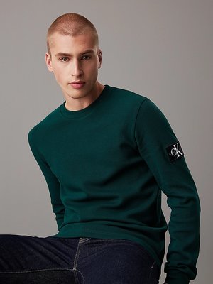 Calvin Klein Jeans – Badge Waffle triko, Zelená barva