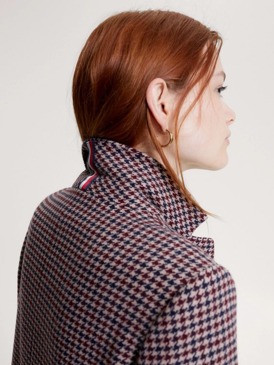 Módní Wool Blend Classic kabát, Bordó barva, 2023