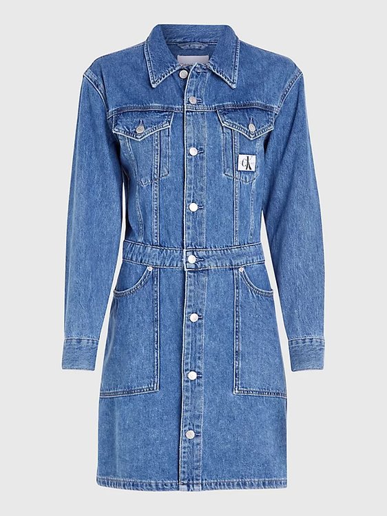 Trucker šaty Modrá barva Ženy