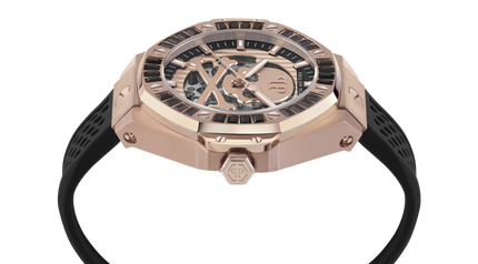 Módní $KELETON ROYAL hodinky, Černá, Růžové zlato barva, 2024