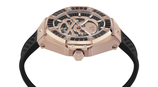 Módní $KELETON ROYAL hodinky, Černá, Růžové zlato barva, 2024